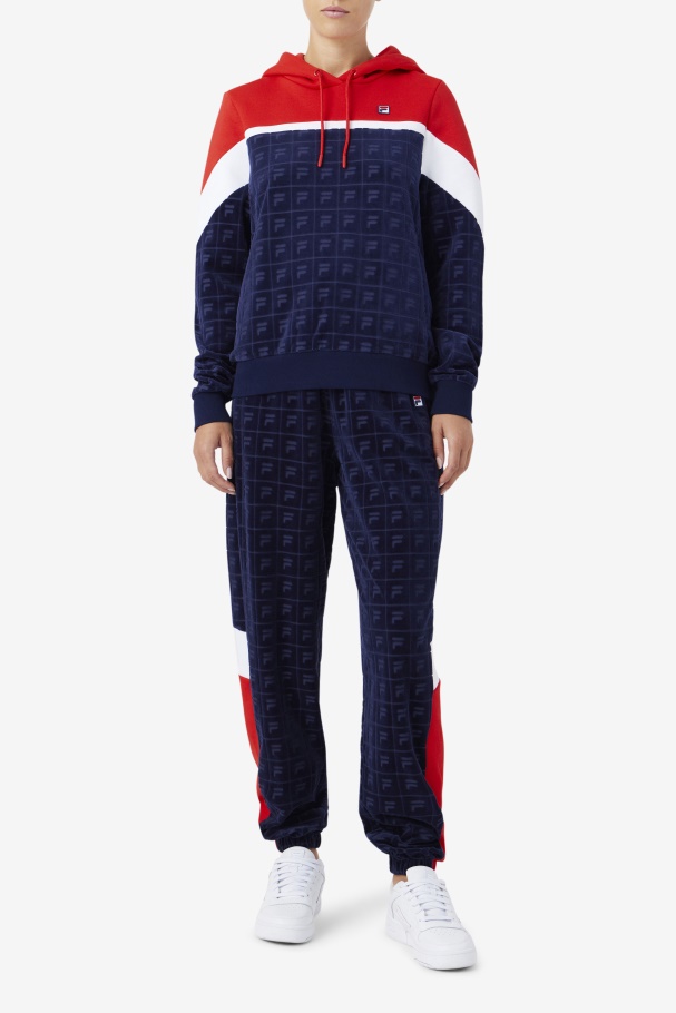 Azul Marinho/vermelho/branco Helen Veludo Jogger Fila