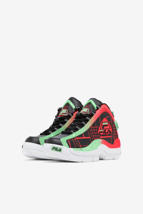 Big Kids\ Grant Hill 2 Fila Black/fiery Coral/green Ash