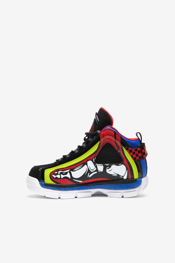 Big Kids\ Grant Hill 2 Racing White/lime Punch/blue Fila