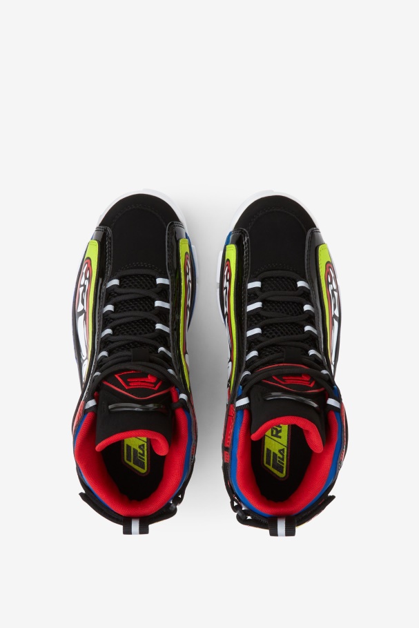 Big Kids\ Grant Hill 2 Racing White/lime Punch/blue Fila