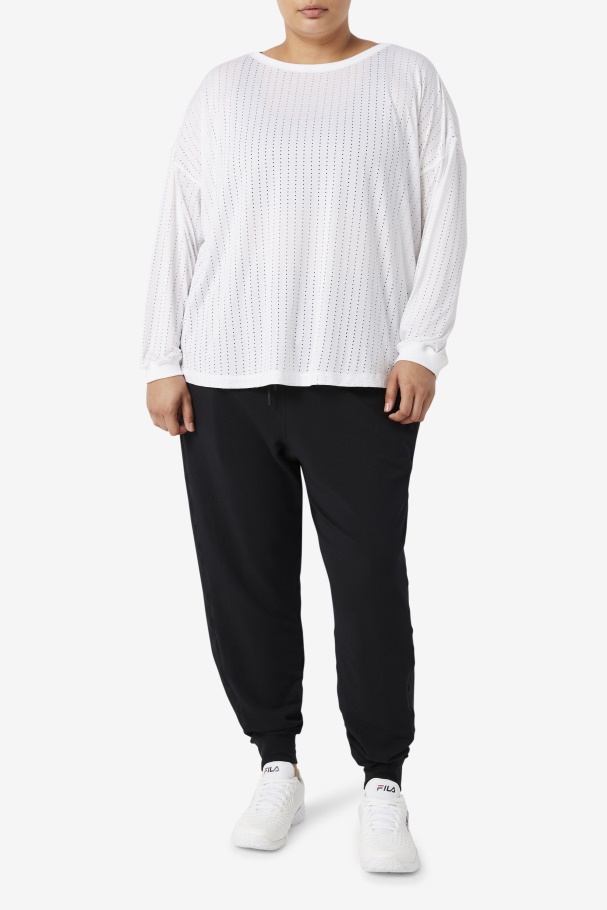 Blusa Branca Manga Longa Em Malha Fi-lux Fila