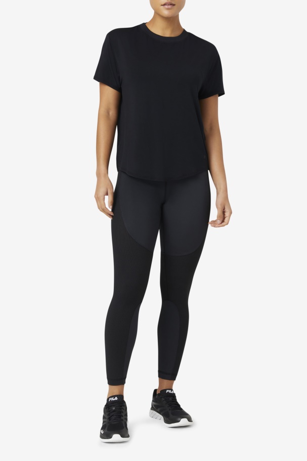 Blusa Manga Curta Fila Fi-lux Preta