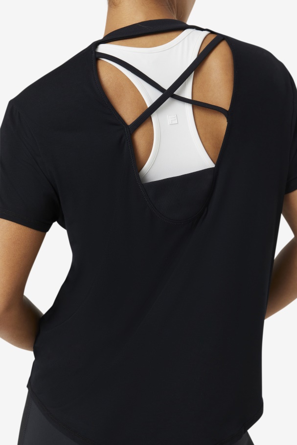 Blusa Manga Curta Fila Fi-lux Preta