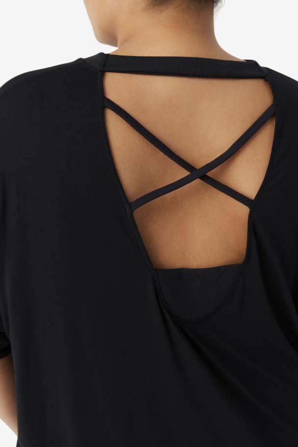 Blusa Preta Manga Curta Fila Fi-lux