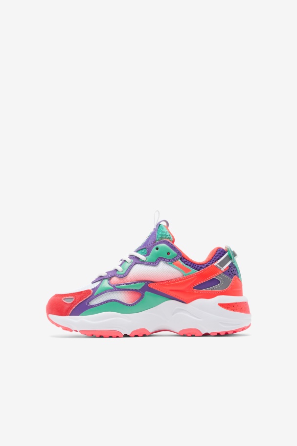 Branco/coral Ardente/roxo Fila Traçador De Raios Para Crianças Grandes ápice