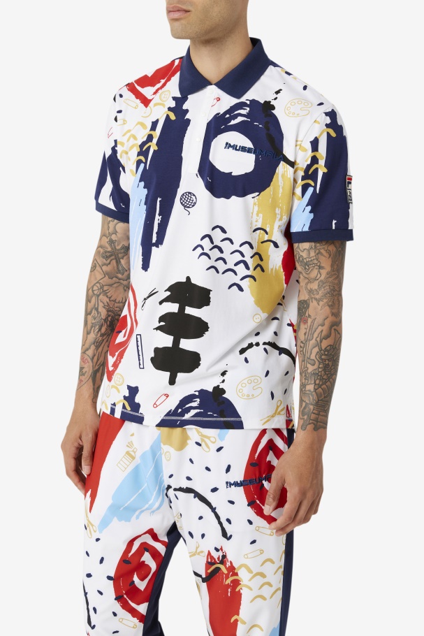 Branco/pavão/vermelho Fila Fila X Pólo Estampado Museu