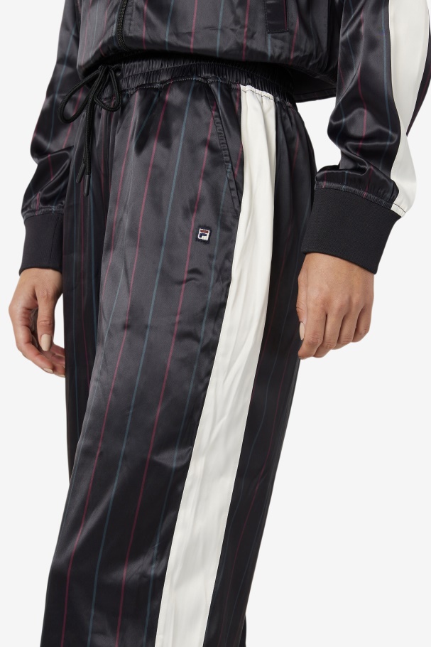 Calça Cropped Preta/tofu Fila Aviana De Cetim