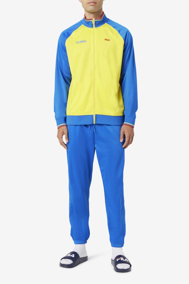 Calça De Corrida Azul Lapis/vermelho Ardente Fila Colombia