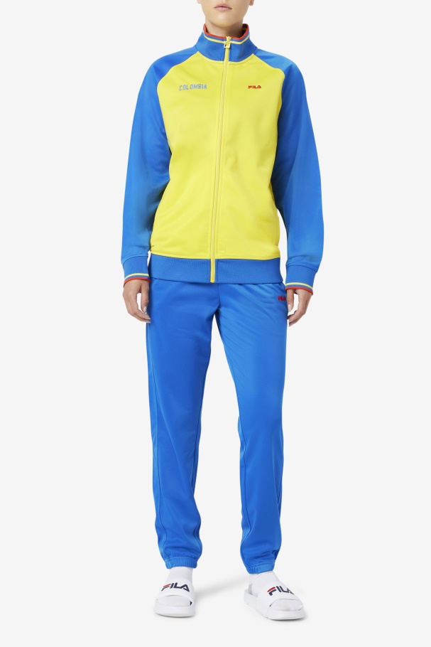 Calça De Corrida Azul Lapis/vermelho Ardente Fila Colombia