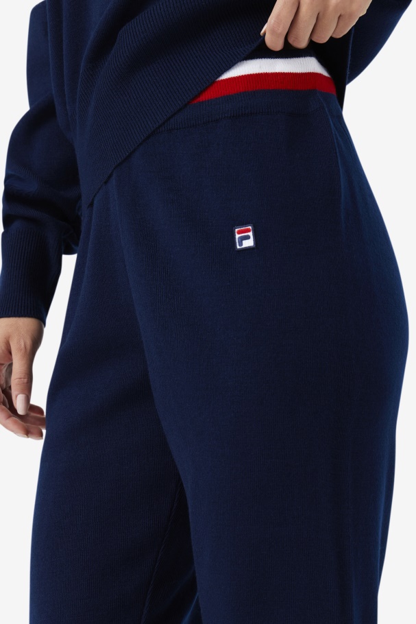 Calça De Tricô Frankie Azul Marinho/vermelho/branco