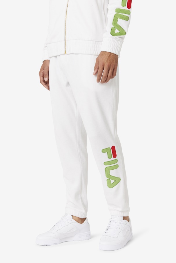 Calça De Veludo Fila Mansur Branco/verde Floresta/vermelho