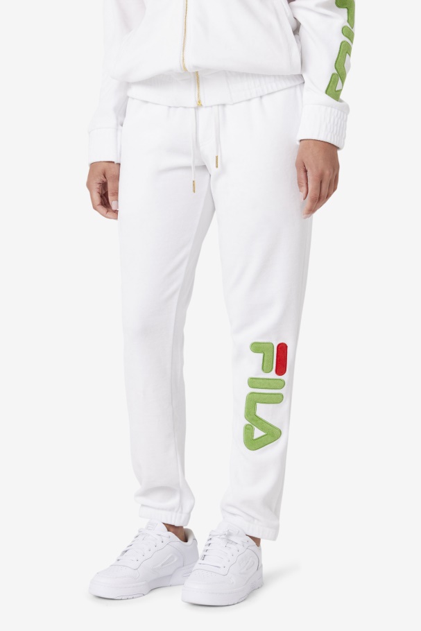 Calça De Veludo Fila Mansur Branco/verde Floresta/vermelho