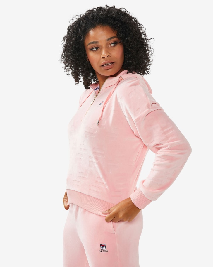 Calça Feminina Fila Aspena Qtr Zip Rosa Pálido