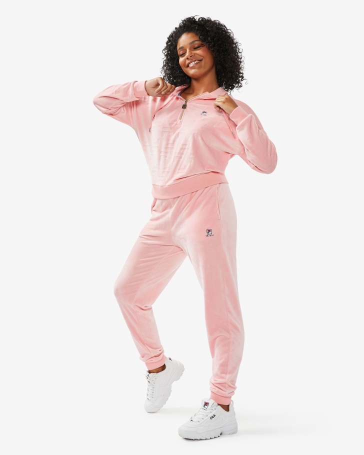 Calça Feminina Fila Aspena Qtr Zip Rosa Pálido