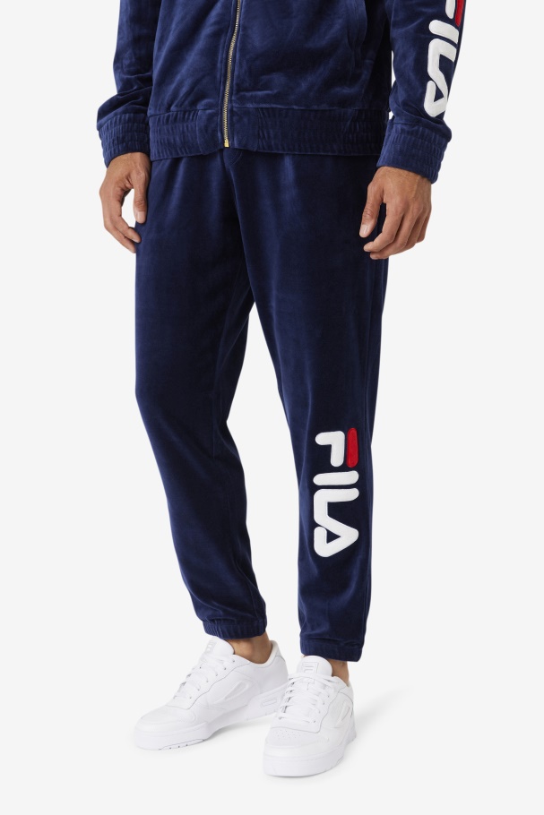 Calça Mansur Veludo Marinho/branco/vermelho Fila