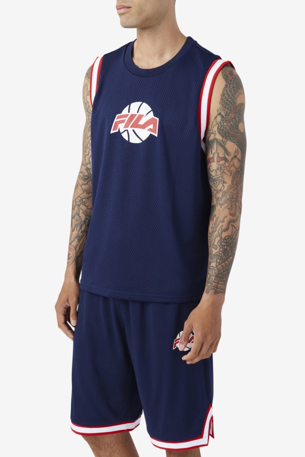 Camisa De Basquete Ovi Fila Marinho/vermelho/branco
