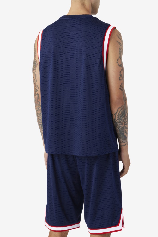 Camisa De Basquete Ovi Fila Marinho/vermelho/branco