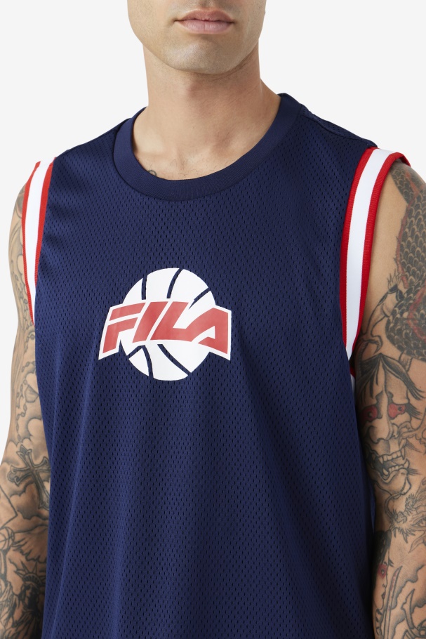 Camisa De Basquete Ovi Fila Marinho/vermelho/branco