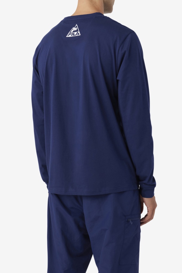 Camisa De Manga Longa Azul Marinho/iced Aqua/garça Quadrada