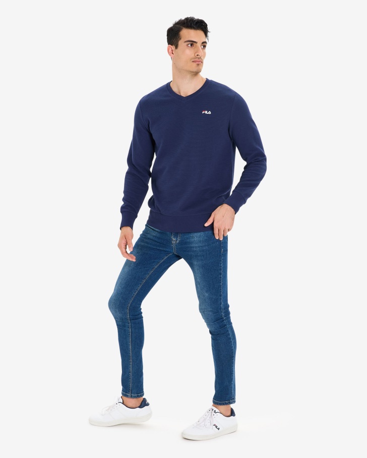 Camisa Masculina Savian Com Decote Em V E Azul Marinho