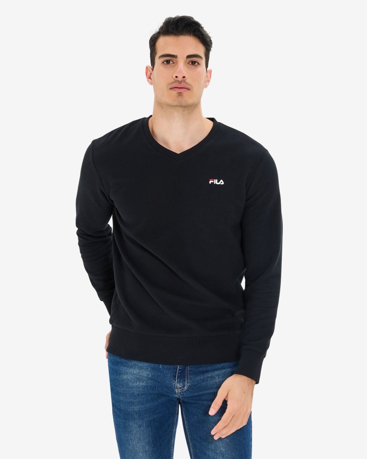 Camisa Masculina Savian Com Decote Em V Fila Preta