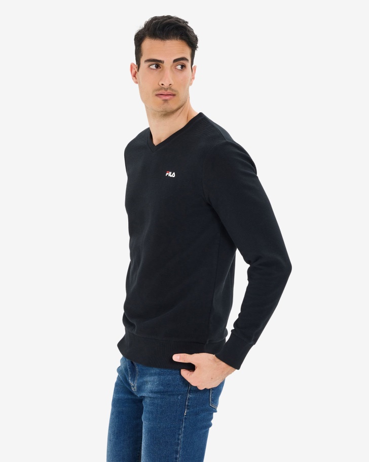 Camisa Masculina Savian Com Decote Em V Fila Preta