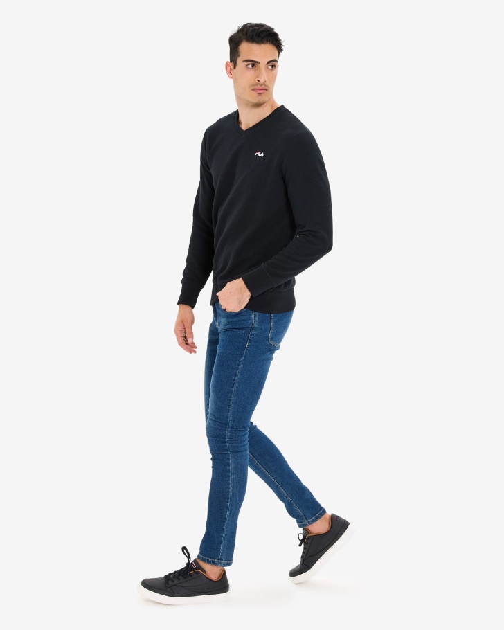 Camisa Masculina Savian Com Decote Em V Fila Preta