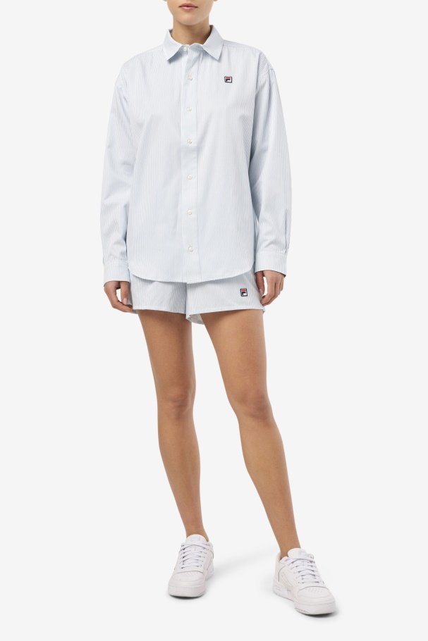 Camisa Social Ariella Azul/branca Fila