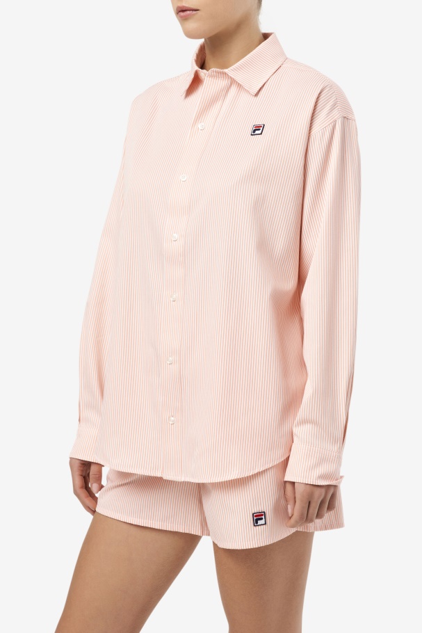 Camisa Social Coral Amêndoa/branca Ariella Fila