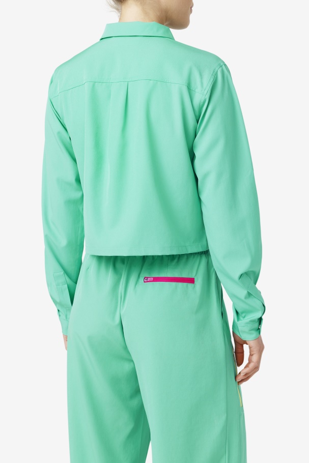 Camisa Verde Marinho Com Zíper Alina Fila