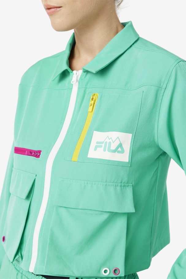 Camisa Verde Marinho Com Zíper Alina Fila