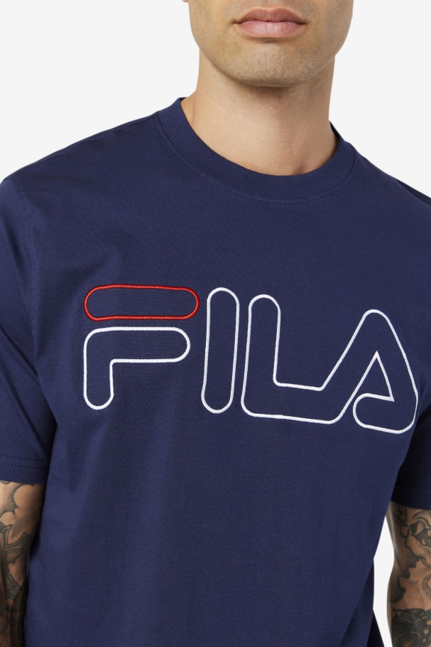 Camiseta Azul Marinho/branco/vermelho Fila Borough