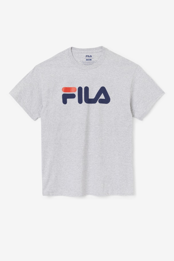 Camiseta Cinza Urze/marinha/vermelho Fila Com Logotipo Masculino