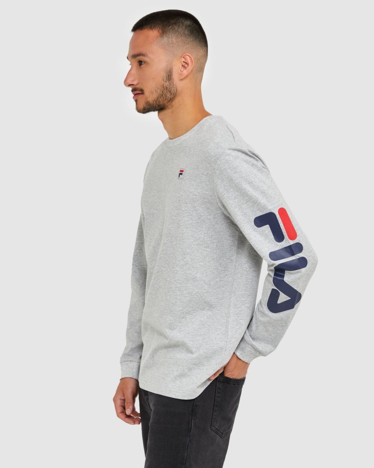 Camiseta Clássica Masculina De Manga Longa Prateada Marle Fila