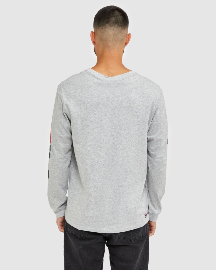 Camiseta Clássica Masculina De Manga Longa Prateada Marle Fila