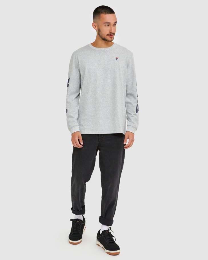 Camiseta Clássica Masculina De Manga Longa Prateada Marle Fila