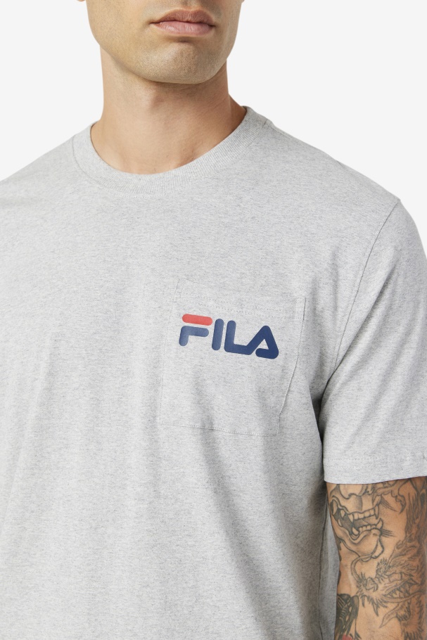 Camiseta Com Bolso Curtis Fila Cinza Claro Marl