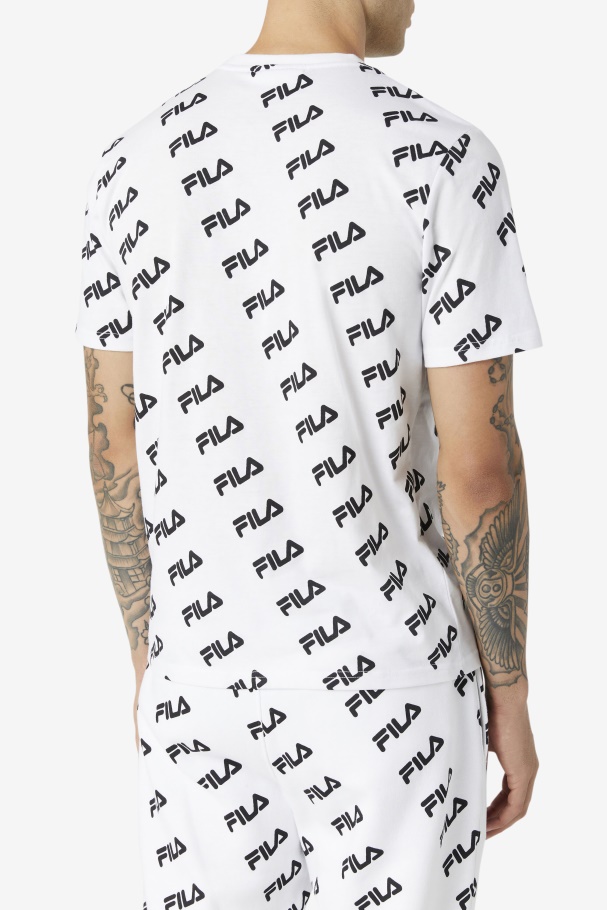 Camiseta Com Logo Diagonal Branco/preto Fila