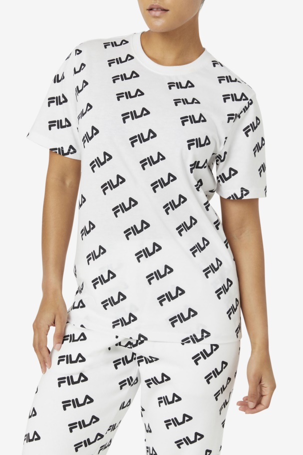 Camiseta Com Logo Diagonal Branco/preto Fila