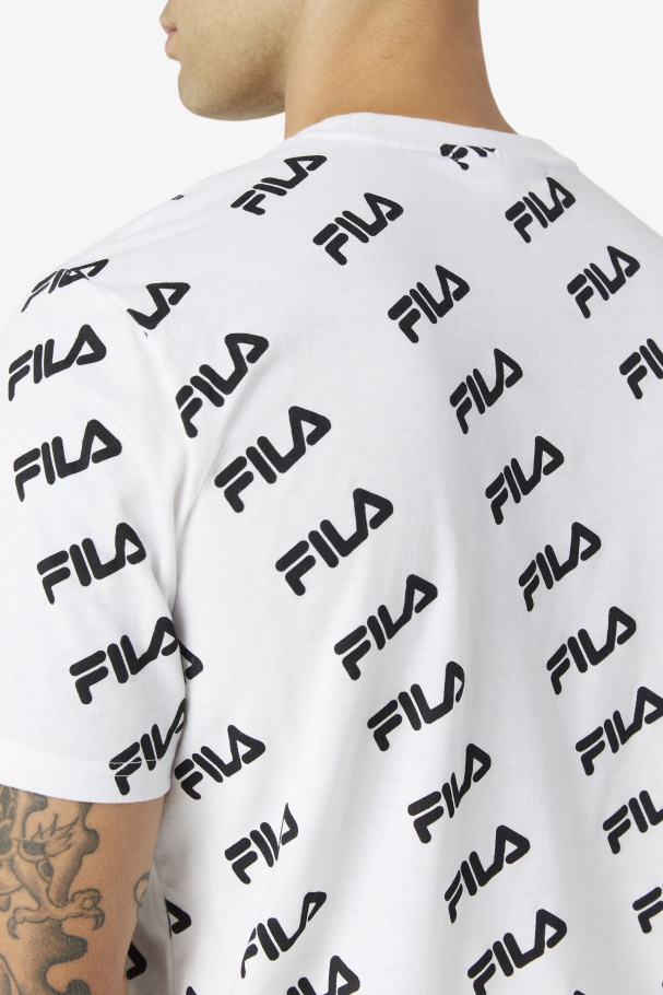 Camiseta Com Logo Diagonal Branco/preto Fila