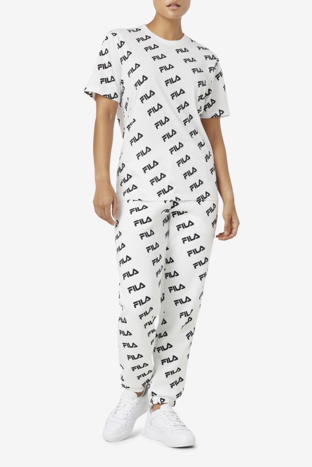 Camiseta Com Logo Diagonal Branco/preto Fila