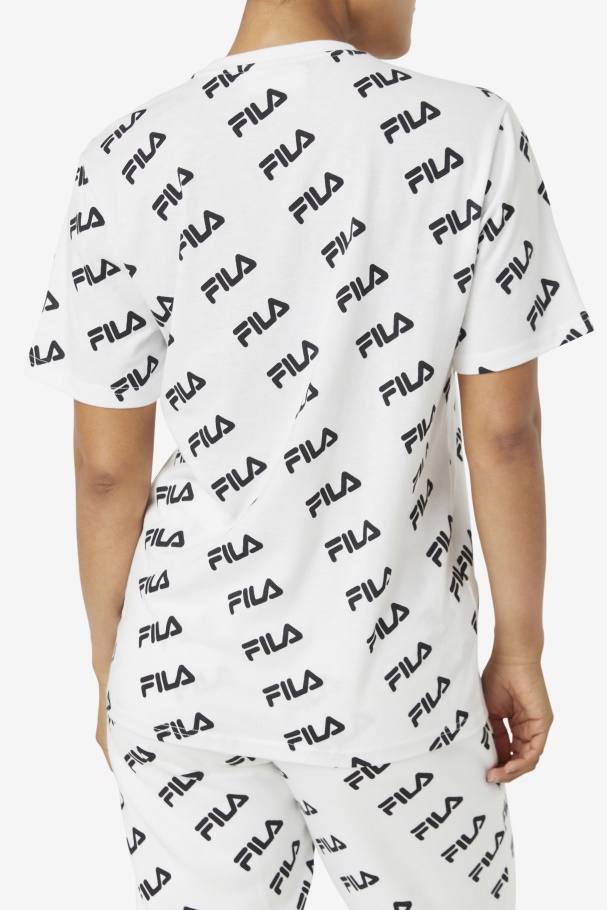 Camiseta Com Logo Diagonal Branco/preto Fila
