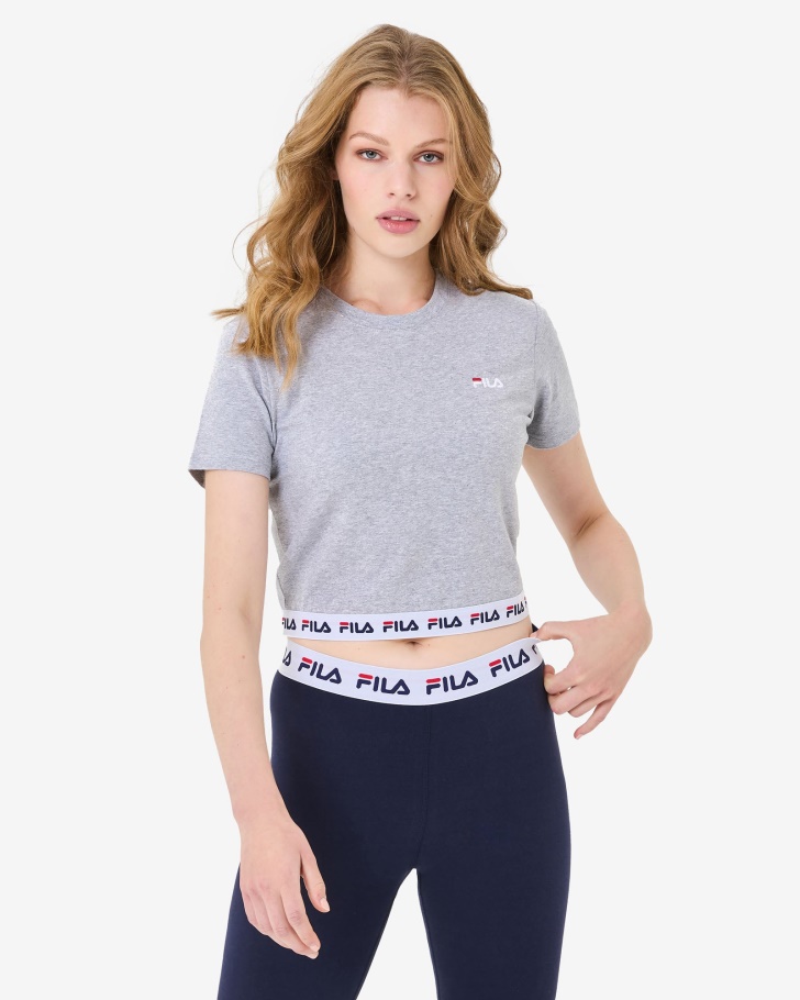 Camiseta Cropped Fila Sage Cinza Marle