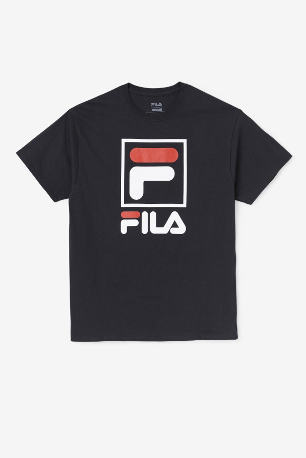 Camiseta Empilhada Preta/branca/vermelha Fila
