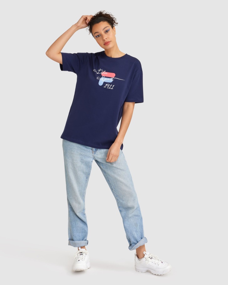 Camiseta Feminina Cinzia Azul Marinho Da Fila