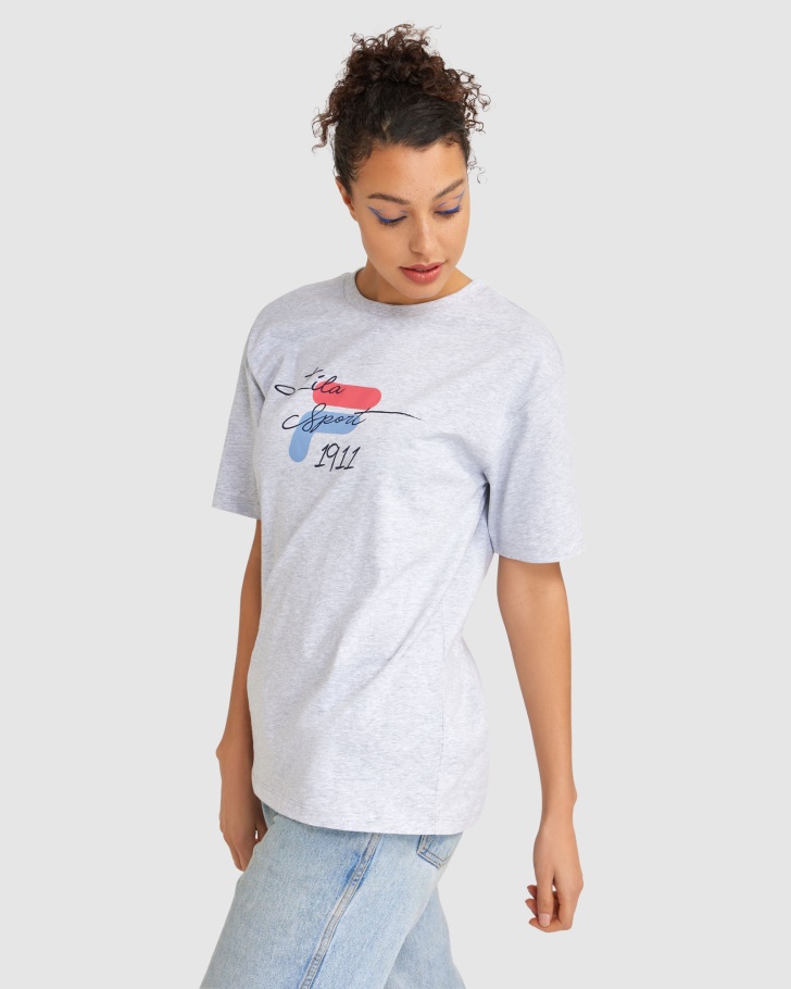 Camiseta Feminina Cinzia Fila Cinza Claro Marle