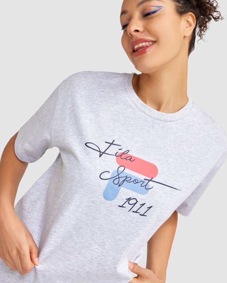 Camiseta Feminina Cinzia Fila Cinza Claro Marle