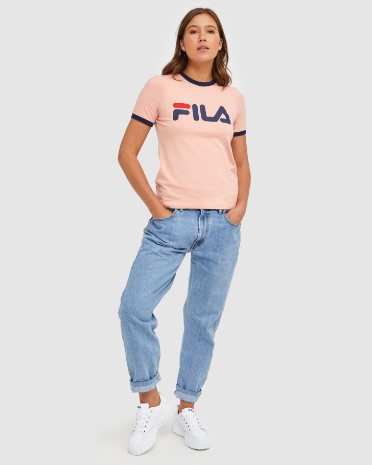 Camiseta Feminina Clássica Ringer Fila Mellow Rose