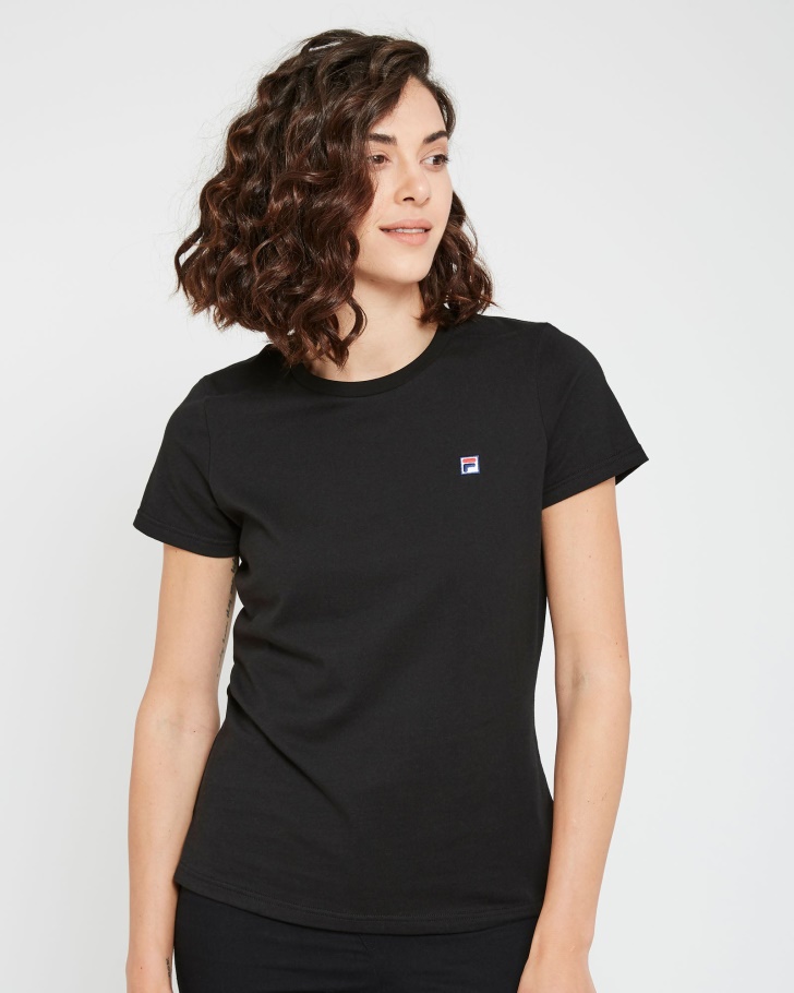 Camiseta Feminina Com Emblema Volara Fila Black