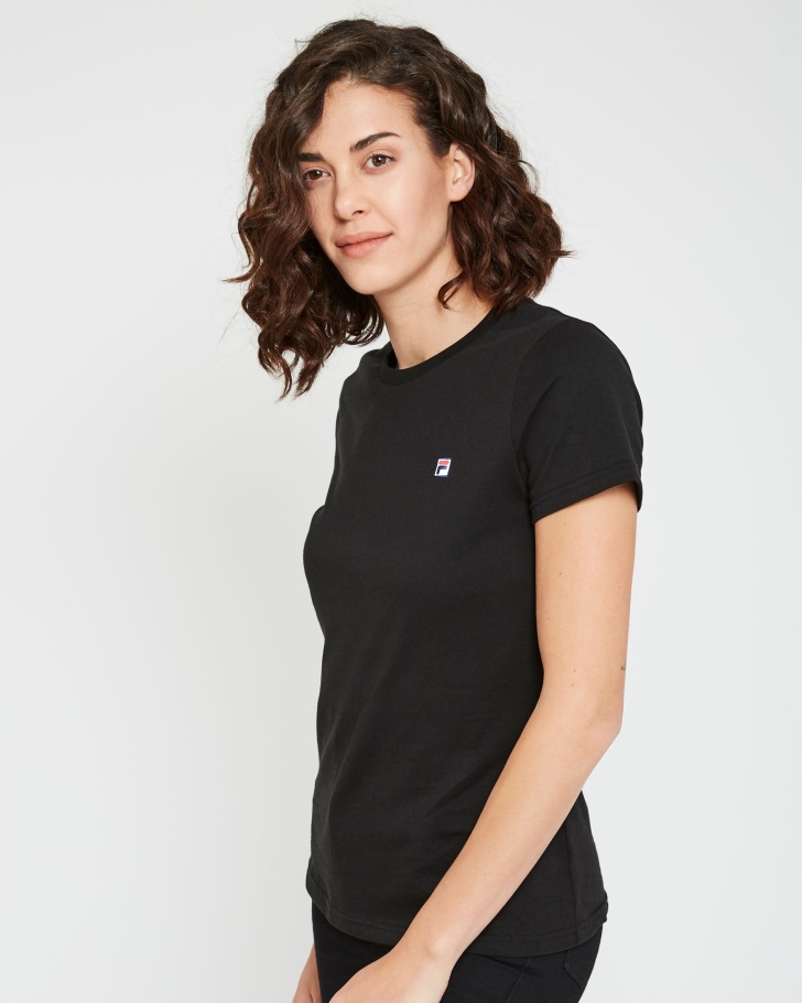 Camiseta Feminina Com Emblema Volara Fila Black